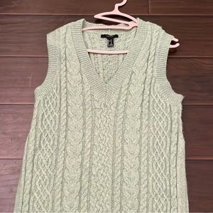 green long sweater vest knitted